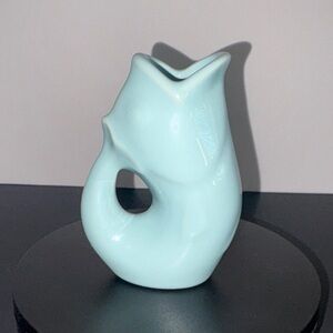 GurglePot Aqua Baby Blue Ceramic Fish Pitcher Vase Mini 2006